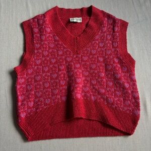 Freshman 1996 Red Knit Heart Sweater Vest Women’s XS Y2K Retro